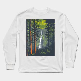 Marymere Falls in Olympic National Park Washington State WPA Poster Art Long Sleeve T-Shirt